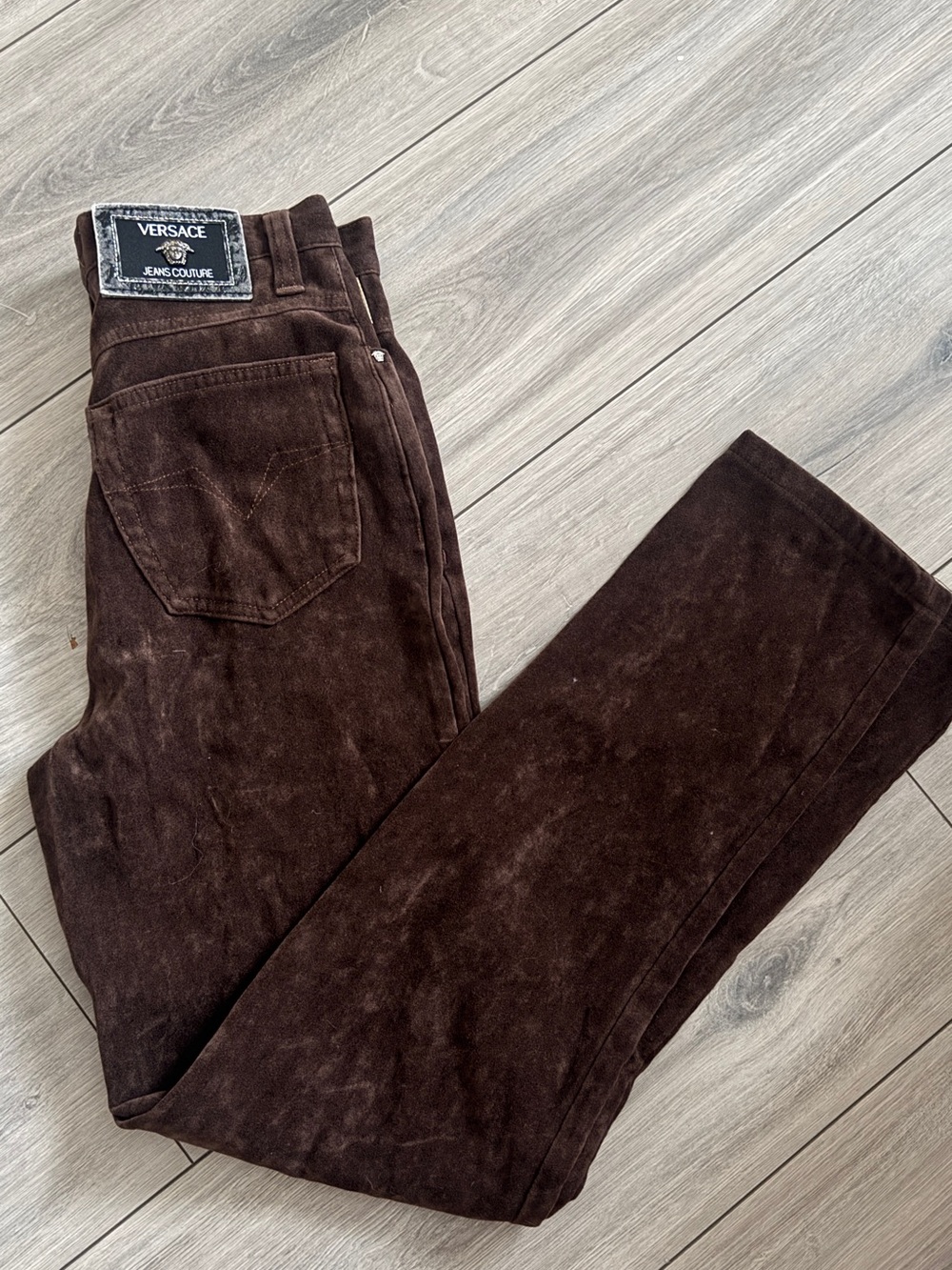 Versace Brown High-Rise Corduroy Jeans